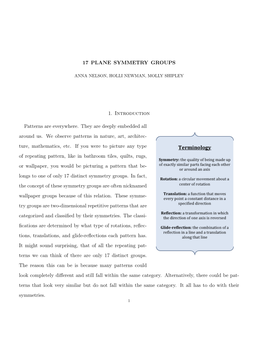 17 PLANE SYMMETRY GROUPS 1. Introduction Patterns Are