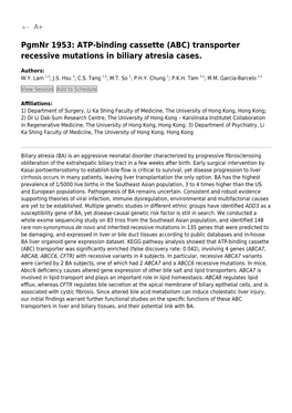 ATP-Binding Cassette (ABC) Transporter Recessive Mutations in Biliary Atresia Cases