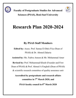 Beni-Suef University Research Plan 2020-2024 by PSAS Staff Members Edited By
