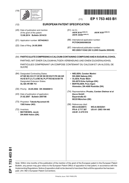 Particulate Comprising a Calcium-Containing Compound and a Sugar Alcohol