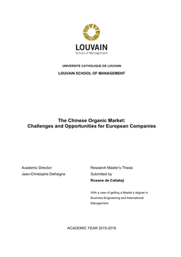 The Chinese Organic Market: Challenges and Opportunities for European Companies