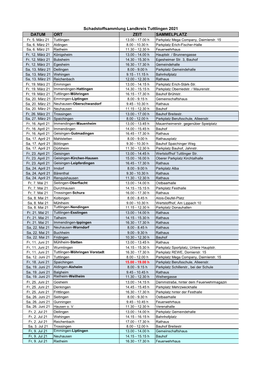 DATUM ORT ZEIT SAMMELPLATZ Schadstoffsammlung Landkreis