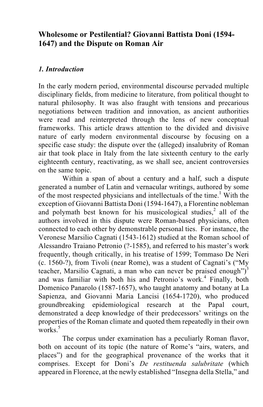 Giovanni Battista Doni (1594- 1647) and the Dispute on Roman Air