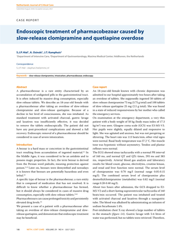 Endoscopic Treatment of Pharmacobezoar Caused by Slow-Release Clomipramine and Quetiapine Overdose