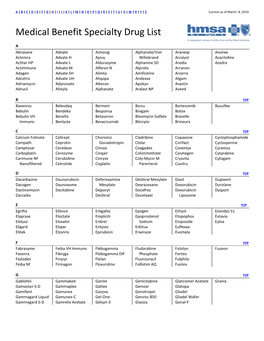 Medical Specialty Drug List