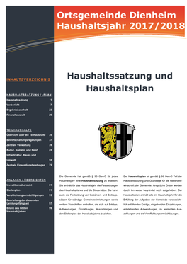 Ortsgemeinde Dienheim Haushaltsjahr 2017/2018