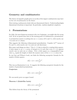 Geometry and Combinatorics 1 Permutations