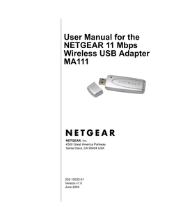 User Manual for the NETGEAR 11 Mbps Wireless USB Adapter MA111