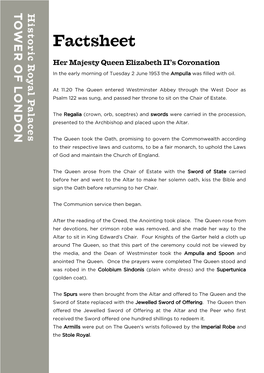 Factsheet Her Majesty Queen Elizabeth II's Coronation