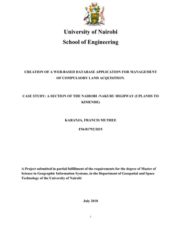 Creation of a Web-Based Database Application for Management of Compulsory Land Acquisition.Case Study -A Section of the Nairobi