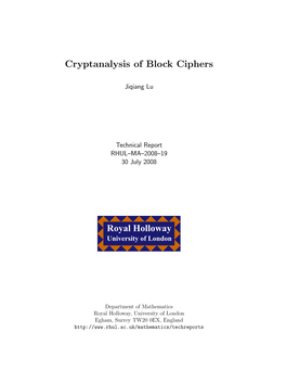 Cryptanalysis of Block Ciphers