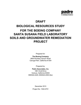 Biological Assessment Santa Susana Field Laboratory Area IV Radiological Study Ventura County, California (Hydrogeologic, Inc