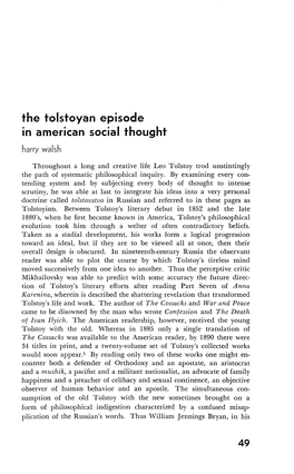 The Tolstoyan Episode in American Social Thought 49