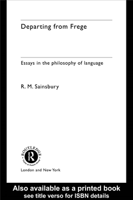 Departing from Frege: Essays in the Philosophy of Language