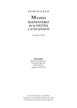 MANEJO SUSTENTABLE De La VICUÑA Y El GUANACO