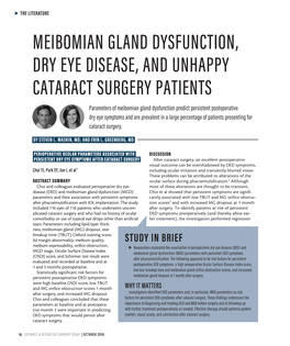Meibomian Gland Dysfunction, Dry Eye Disease, and Unhappy Cataract Surgery Patients