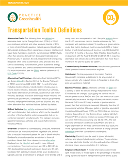 Practice Greenhealth Transportation Toolkit Definitions