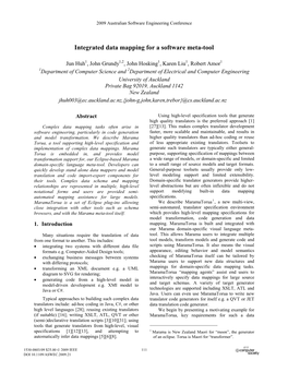 Integrated Data Mapping for a Software Meta-Tool