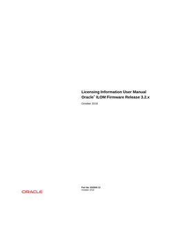 Licensing Information User Manual Oracle® ILOM