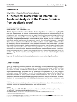 A Theoretical Framework for Informal 3D Rendered Analysis of the Roman Lararium from Apollonia-Arsuf