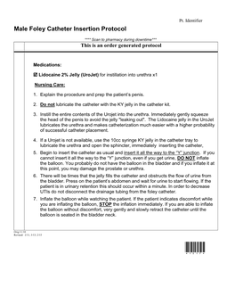 Male Foley Catheter Insertion Protocol