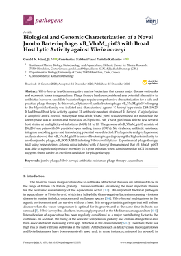 Biological and Genomic Characterization of a Novel Jumbo Bacteriophage, Vb Vham Pir03 with Broad Host Lytic Activity Against Vibrio Harveyi
