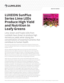LUXEON Sunplus Series Lime Leds Produce High Yield and Nutrition in Leafy Greens