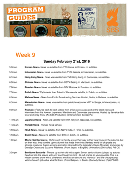 Week 9 Sunday February 21St, 2016