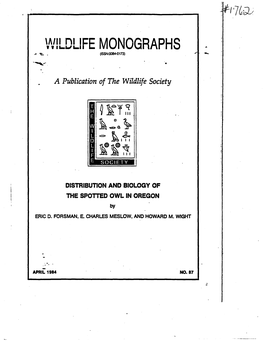 Wildlife Monographs (Issn:0084-0173)