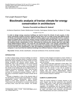 Bioclimatic Analysis of Iranian Climate for Energy Conservation in Architecture