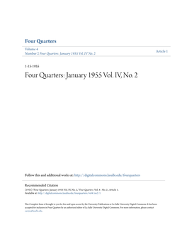 Four Quarters Volume 4 Article 1 Number 2 Four Quarters: January 1955 Vol