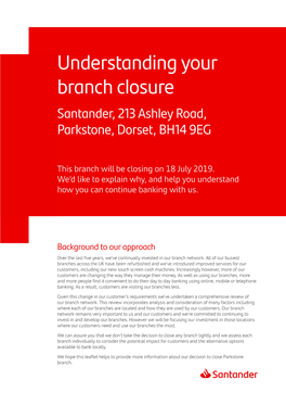 Parkstone Branch Closure