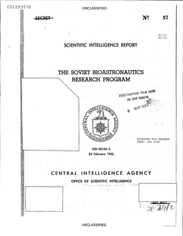 The Soviet Bioastronautics Research Program I