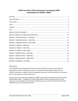 2018 Fraser River Fishery Summary to Accompany IFMP Presentation for FORUM - DRAFT