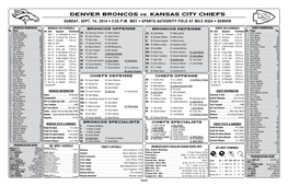 DENVER BRONCOS Vs. KANSAS CITY CHIEFS SUNDAY, SEPT