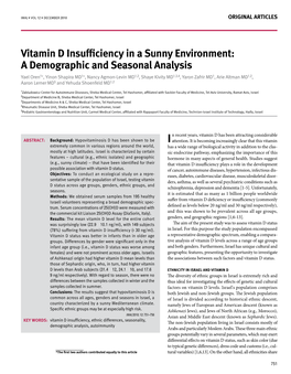 Vitamin D Insufficiency in a Sunny Environment: a Demographic And