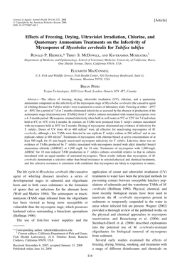 Effects of Freezing, Drying, UV, Chlorine, and Quaternary Ammonium