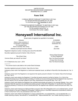 Honeywell International Inc. (Exact Name of Registrant As Specified in Its Charter)