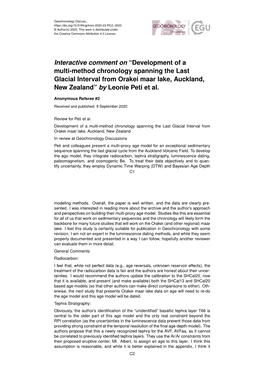 Development of a Multi-Method Chronology Spanning the Last Glacial Interval from Orakei Maar Lake, Auckland, New Zealand” by Leonie Peti Et Al