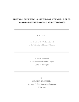 Neutron Scattering Studies of Yttrium Doped Rare-Earth Hexagonal Multiferroics