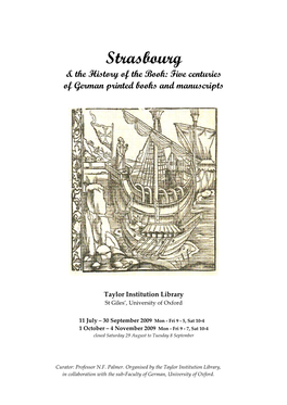 Strasbourg & the History of the Book: Five Centuries of German Printed Books and Manuscripts