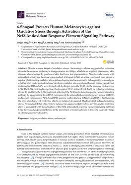 6-Shogaol Protects Human Melanocytes Against Oxidative Stress Through Activation of the Nrf2-Antioxidant Response Element Signaling Pathway