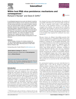 Within Host RNA Virus Persistence: Mechanisms and Consequences$