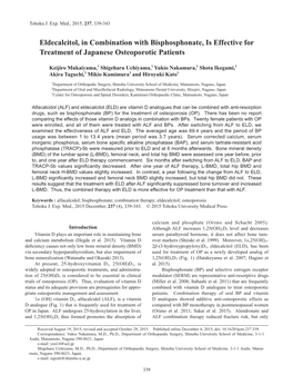 Eldecalcitol, in Combination with Bisphosphonate, Is Effective for Treatment of Japanese Osteoporotic Patients