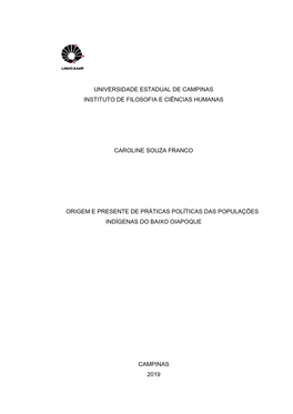 Origem E Presente De Práticas Políticas Das Populações Indígenas Do Baixo Oiapoque