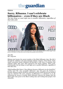 Sorry, Rihanna. I Can't Celebrate Billionaires