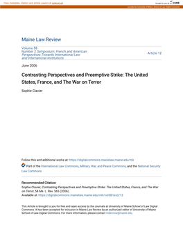 Contrasting Perspectives and Preemptive Strike: the United States, France, and the War on Terror