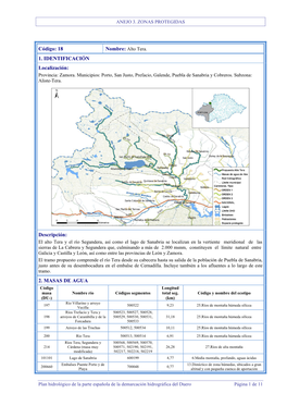 ANEJO 3. ZONAS PROTEGIDAS Plan Hidrológico De La Parte Española De