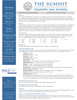 2019-2020 Upper School Profile CEEB-ACT-SAT Code: 361120 Asst