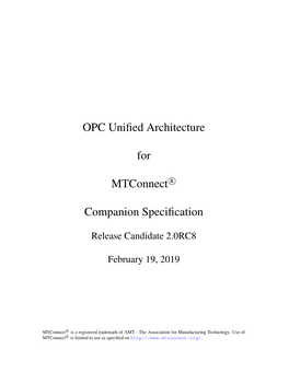 OPC Unified Architecture for Mtconnectr